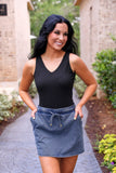 Refined Denim Stretch Skort- Light Wash