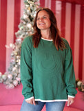 Embossed Waffle Smiley Christmas Pullover