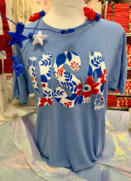 USA Floral Tee