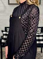 Vivian Velvet Mesh Checkered Top